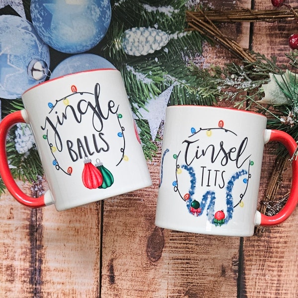 Jingle Balls and Tinsel Tits - Couples Christmas Mugs