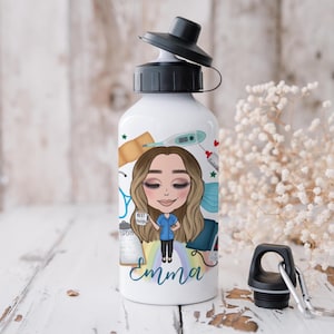 Personalised Nurse Water Bottle - Custom Caricature Gift for Nurses