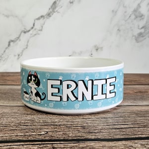Personalized Cat Bowl: Caricature Cartoon Design, Custom Pet Gift