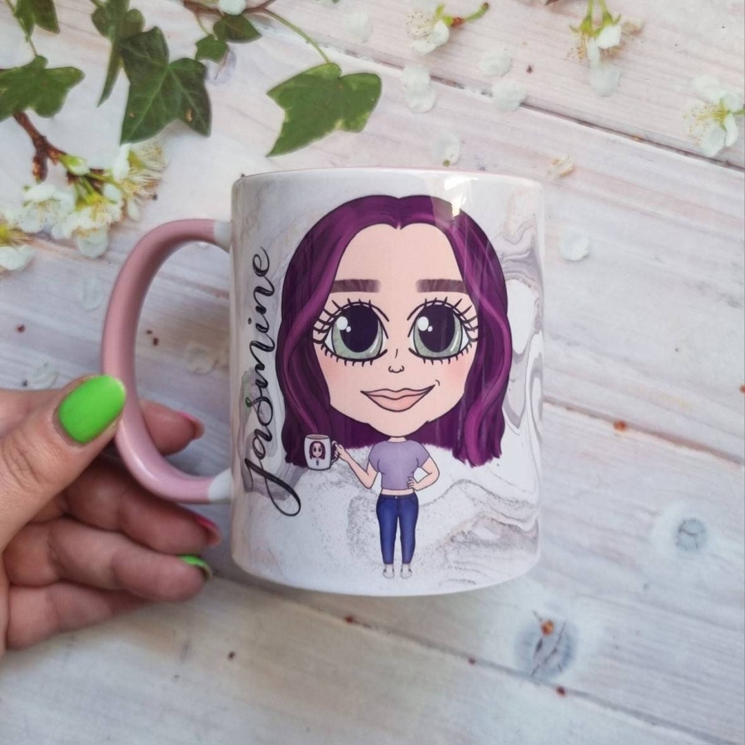 Personalised Character Design Mug Marble Effect Mug Caricature Mug
