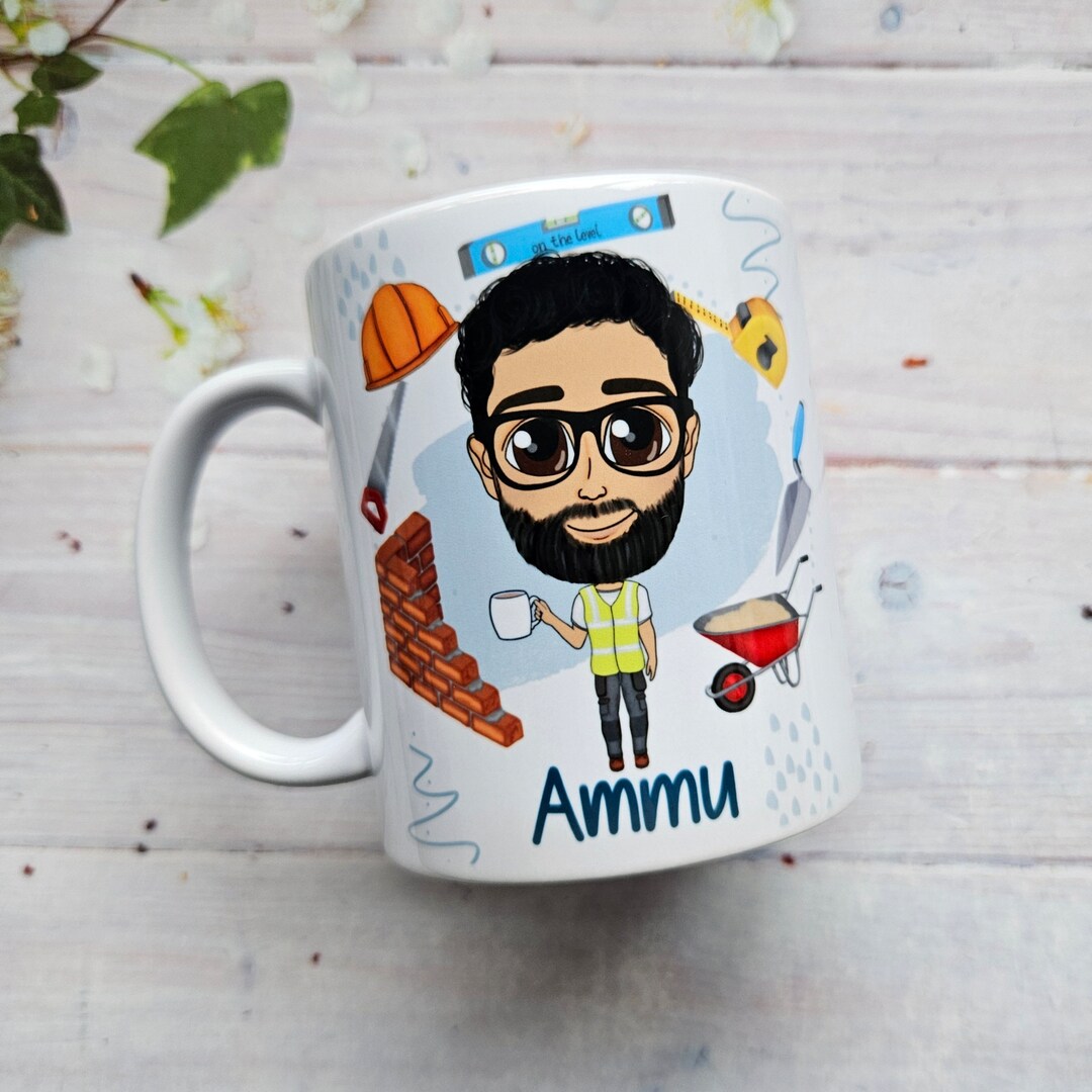 Personalised Builder Mug: Caricature Trade Mug - Etsy