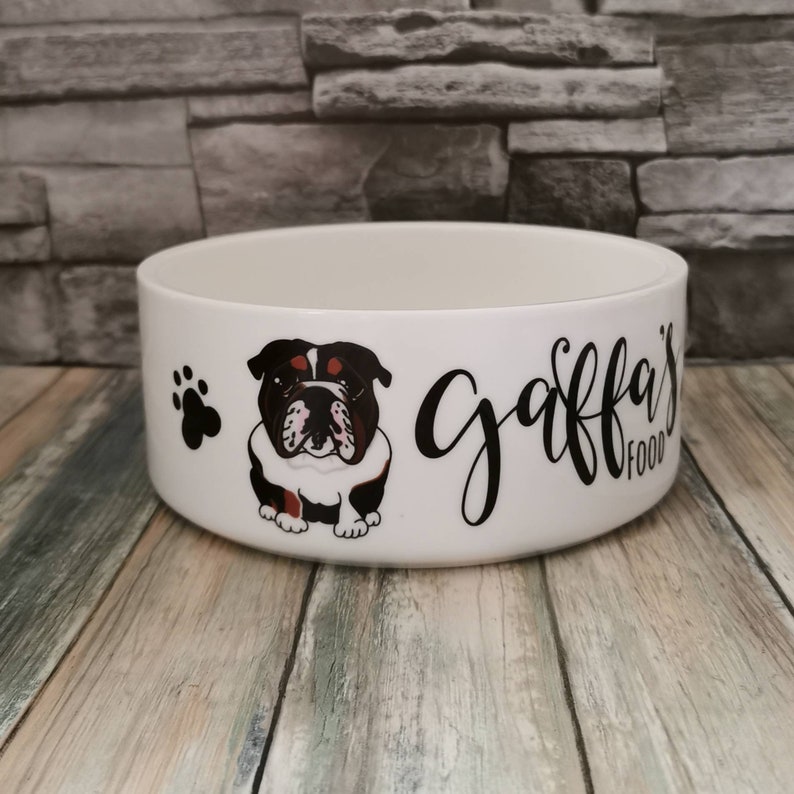 Ceramic Caricature Dog Food Bowl Personalised Dog Bowl Large Dog Bowl