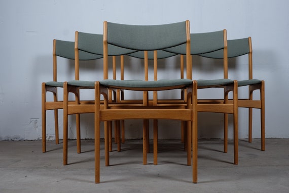 Vintage Danish Oak Dining Chairs Set Of 6