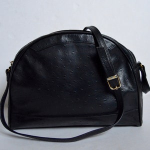 sac à main vintage Noir + Or Sac à main Zippé Long Strap Shoulder Purse Classic Look