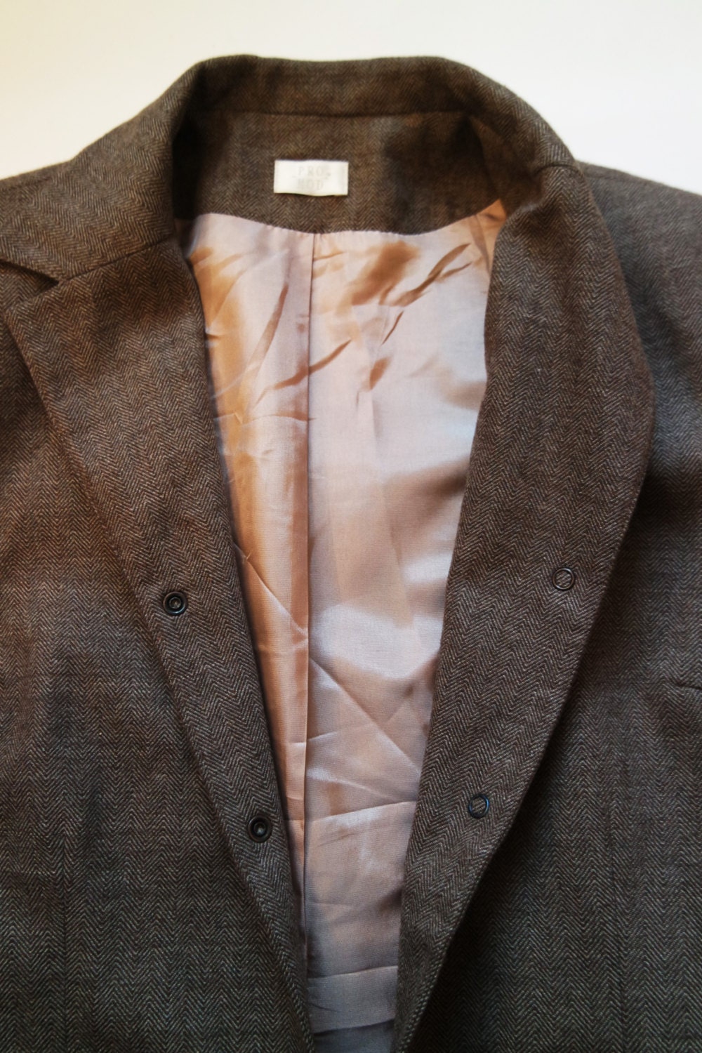 Classic Vintage Jacket Longsleeves Button Down Lined Brown Wool Jacket ...