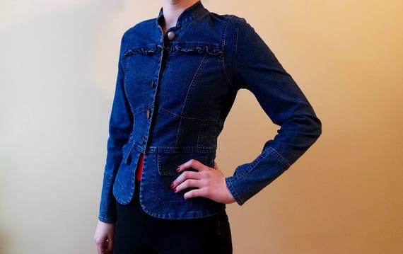 bright blue denim jacket