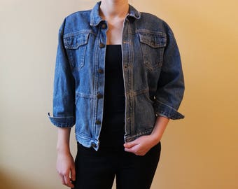 80s 90s Vintage Jeans Oversized Denim Jacket Western Jeans Wear Wild Jeans Waistcoat Blue Denim Jacket