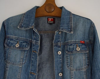 Vintage Denim Jacke Classic Blue Oversize Jeans Jacke Western Wear Size L