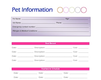 Pet Sitter Info Sheet Printable Pet Info Sheet Pet Sitter