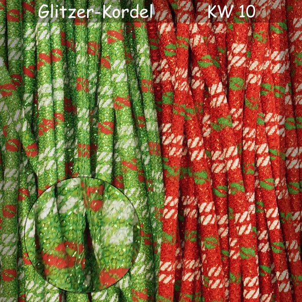 Glitzer- Kordel rund 2 Farben mit Füllung und Lurex 6 mm Glitzer Hoodis Geschenke Weinachten Advent Taschen Schmuck KW 107