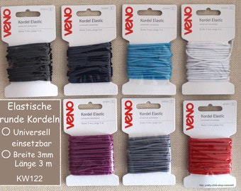 VENO 3 meter rubber cord 3 mm round, elastic cord, elastic cord, rubber band, rubber cord, rubber cord, KW122