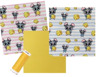 Sewing Package Mice Sweat+Cuff+Yarn Light Blue or Pink Art SP9