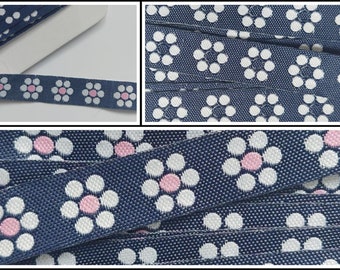 Woven ribbons 16 mm with flower motif 2 colors KW242