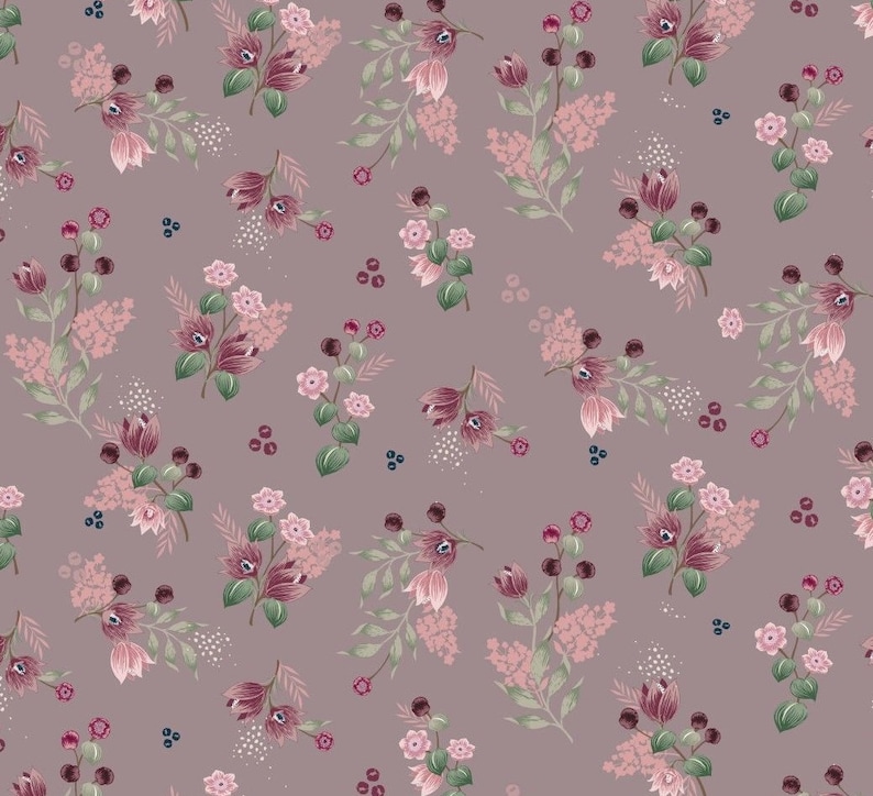 Jersey DIGITAL small flowers, in pink, taupe or dark jeans 0.50mx1.50 m Art 3271 image 3