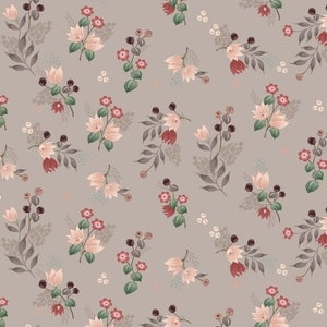 Jersey DIGITAL small flowers, in pink, taupe or dark jeans 0.50mx1.50 m Art 3271 -2 Taupe