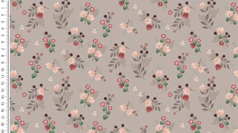 Jersey DIGITAL small flowers, in pink, taupe or dark jeans 0.50mx1.50 m Art 3271 -2 Taupe