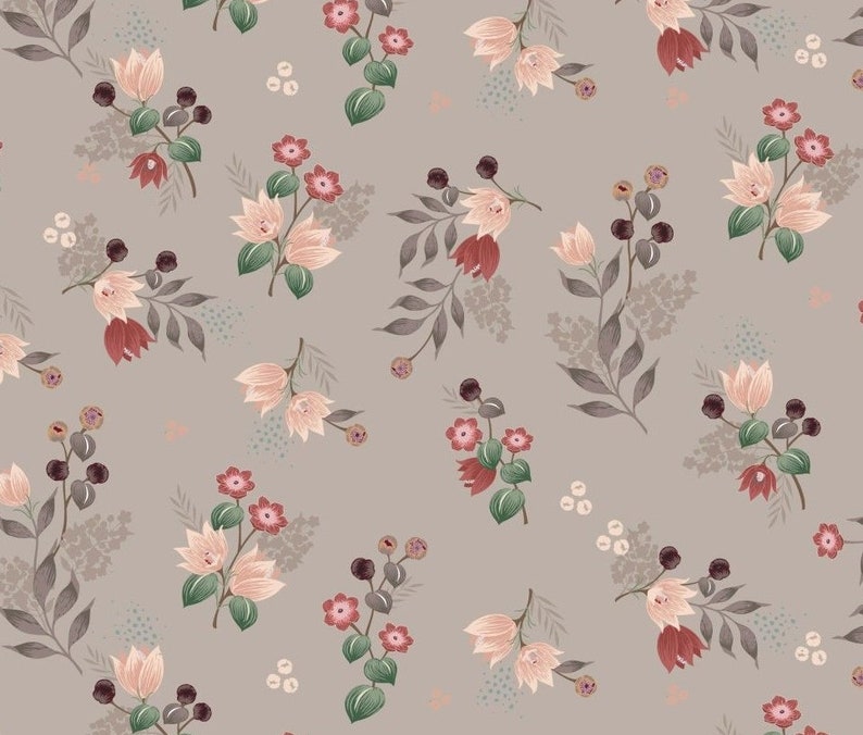 Jersey DIGITAL small flowers, in pink, taupe or dark jeans 0.50mx1.50 m Art 3271 image 5