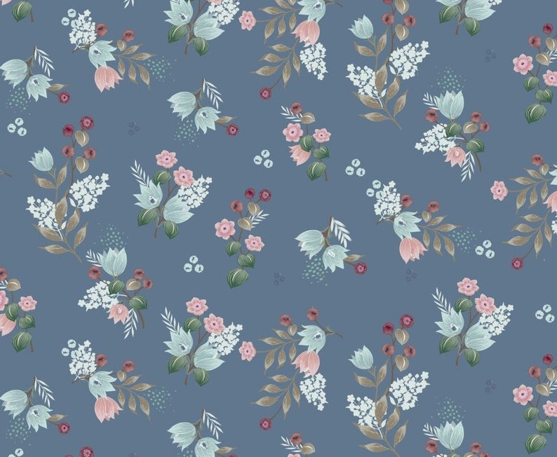 Jersey DIGITAL small flowers, in pink, taupe or dark jeans 0.50mx1.50 m Art 3271 image 7