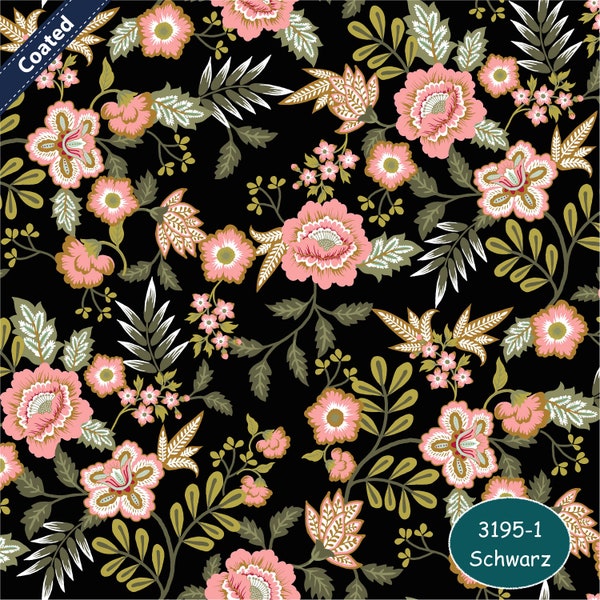 Toile cirée en coton enduit de fleurs Paisley, tissu en coton stratifié rétro Vintage, artisanat de couture, 0.50m x 1.48 m, Art 3195