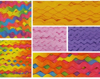 Ragged braid rainbow, yellow, purple, pink in 10 mm and 20 mm KW253