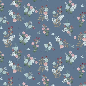 Jersey DIGITAL small flowers, in pink, taupe or dark jeans 0.50mx1.50 m Art 3271 -3 Dunkles Jeans