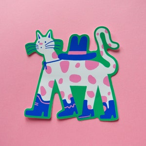 Cowboy Cat - Adesivo in vinile 10 cm