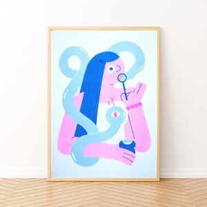 Snake Bubble - A3 Risograph Print
