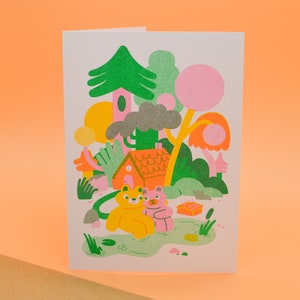 Bear Love - Carte de voeux en risographie A6