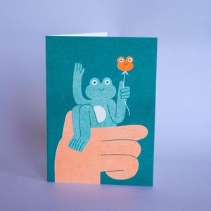 Żaba Hello - kartka z pozdrowieniami Risograph A6