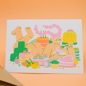 Let Me Eat Cake - Carte de voeux risographiée A6