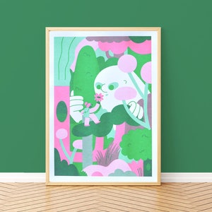 Waldfreunde - A3 Risograph Print, Wald, Freundschaft, Kreatur