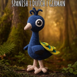 PDF Peter The Peacock Crochet Pattern | Spanish | Dutch | German | Digital Download