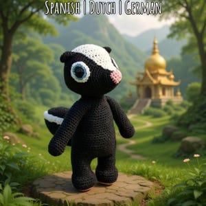 PDF Stella The Skunk Crochet Pattern | Spanish | Dutch | German | Digital Download