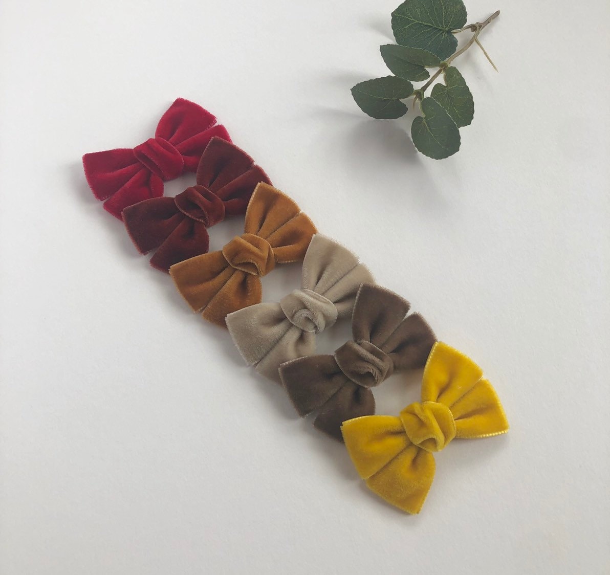 Velvet Hair Bow Red Velvet Bow Nude Yellow Brown Copper Etsy