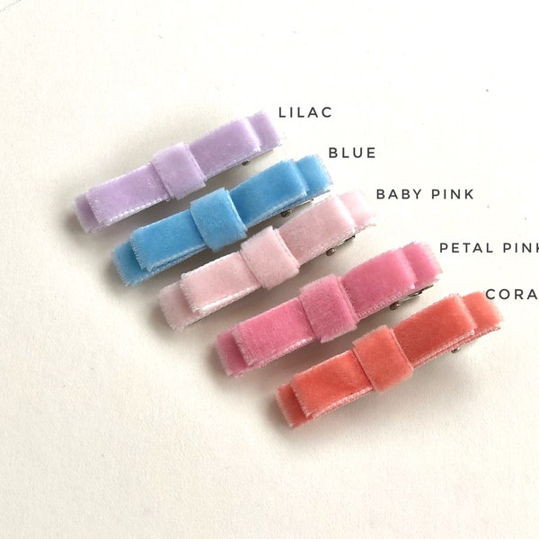 Girls pink hair clip - baby fringe clip - small hair bow clip - small fringe clip - coral  hair slide - baby pink clip - summer hair clip