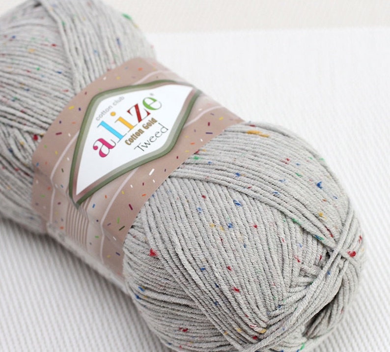 Cotton yarn for crochet Alize Cotton Gold Tweed Knitting Etsy