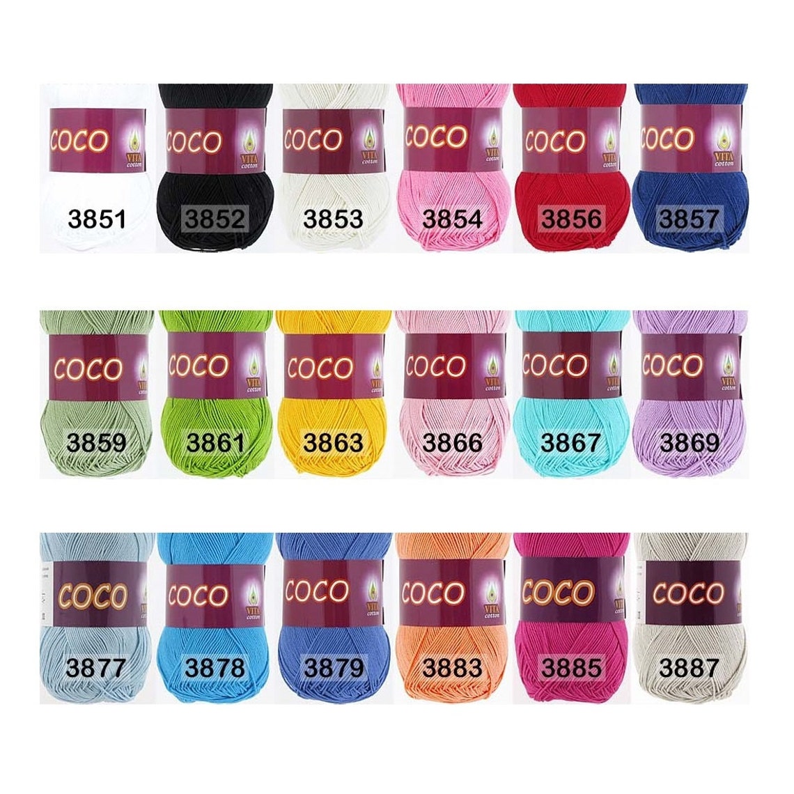 Cotton yarn 100 mercerized cotton COCO Vita cotton Knitting Etsy