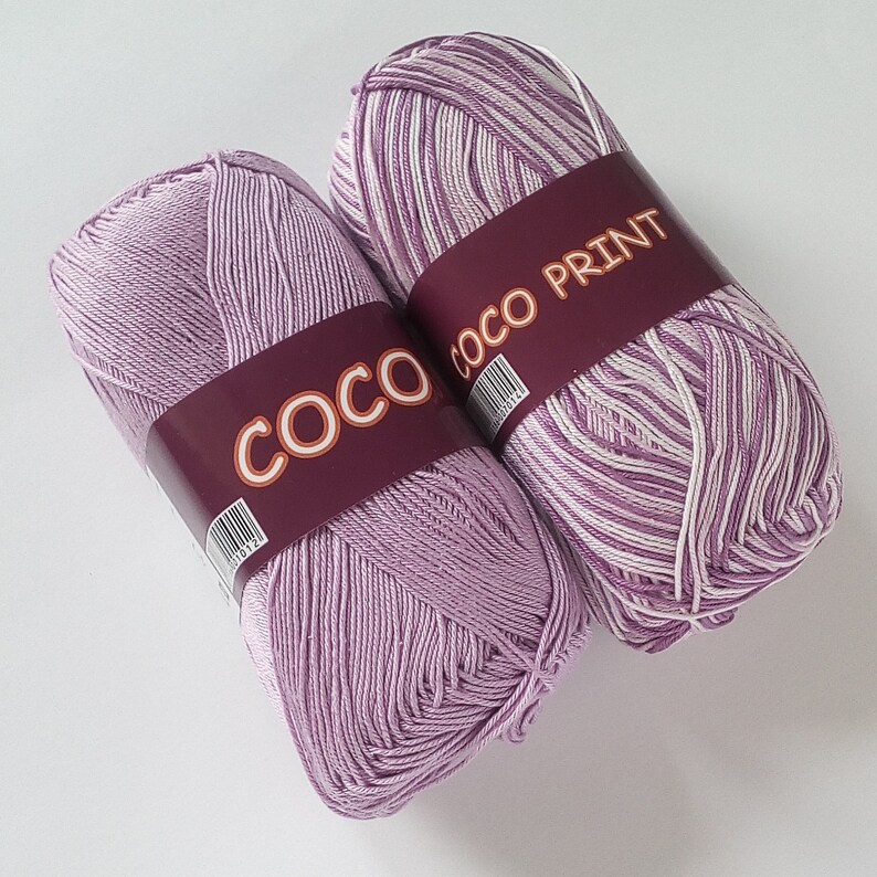Hand knitting cotton yarn Crochet thread 3 ply Lilac cotton yarn set 100/% mercerized cotton yarn COCO Yarn kit Soft Crochet cotton yarn