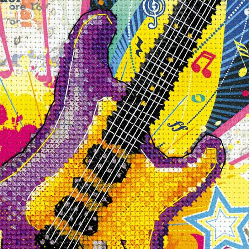 Guitar embroidery design / Embroidery kit / Rock n roll decor Etsy