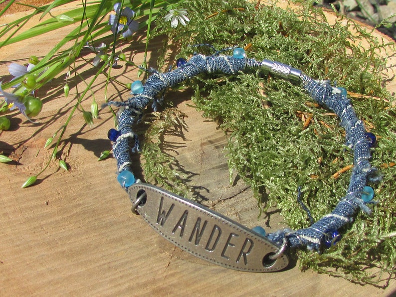 Wander Bracelet, Blue Jean Bracelet, Boho Bracelet, Wrap Bracelet