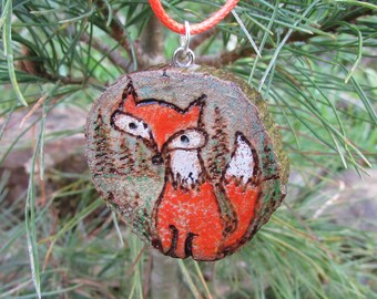 Fox Necklace, Rustic Fox Necklace, Wood Fox Necklace, Fox Charm Necklace, Fox Pendant, Fox Jewelry, Red Fox Necklace, Fox Accessories, Fox
