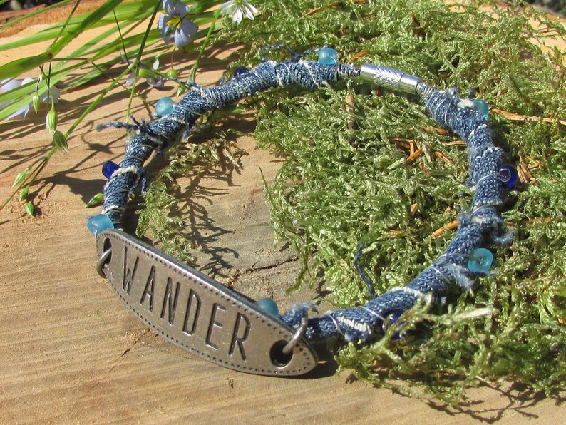 Wander Bracelet, Blue Jean Bracelet, Boho Bracelet, Wrap Bracelet
