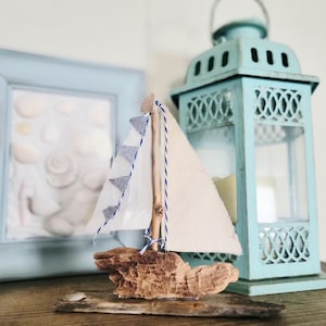 Sailboat Sculpture Art Boat Driftwood Handmade Sailboat Home Decor Nautical Beach House Decor Ocean Rustic Driftwood Sailboat