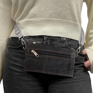 Leichte kleine Canvas Gürteltasche - Schlanke und bequeme Bauchtasche für Hunde Gassi, Park, Konzerte, Reisen & den täglichen Gebrauch