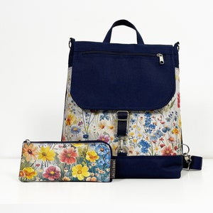Meadow Floral Travel Backpack, Carry On Backpack for Women, Cutomizable Waterproof Bag in Cottagecore Style, Birthday Gift, Mothers Day Gift