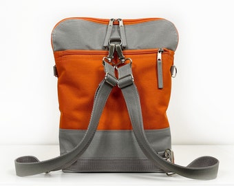 Weekenderrugzak, reizigersrugzak, waterdichte crossbodytas, oranje grijze rugzak, laptoprugzak, aanpasbare tas, verjaardagscadeau