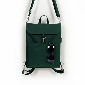 Teal Cabrio Rucksack, Damen anpassbarer Rucksack, wasserdichte Umhängetasche, minimalistische Schultertasche, grüne funktionelle Rucksackbeutel