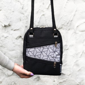 Black Gray Backpack, Women&#39;s Weekender Bag, Minimalist Backpack, Vegan Waterproof Bag, Woman Crossbody Bag, Laptop Rucksack, Christmas Gift