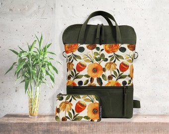 Sac à dos de style cottagecore pour femme, sac pour fillette pour les amoureux des plantes, tenue verte, sac à dos pour la rentrée des classes imprimé prairie pour femme, amoureux de la forêt