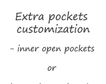 Inside Open or Zippered Pockets Upgrade for your tote Backpack, Unique Customizaton, Two inside pockets, Four inside poskets,